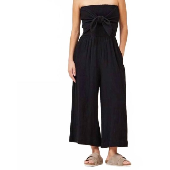Grade & Gather Gauze Tie Front Jumpsuit - Picture 1 of 16